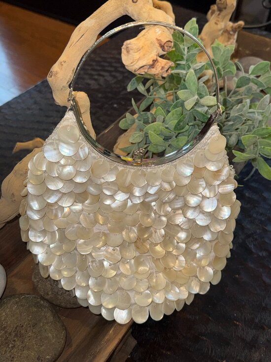 Handbags - Unique Vintage Evening Bag Covered with Round Seashells
